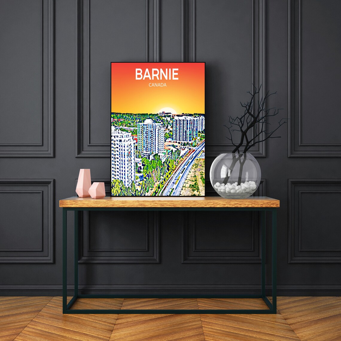 Barnie Canada Sunset Skyline Cityscape Art Travel Poster Gift - Image 3
