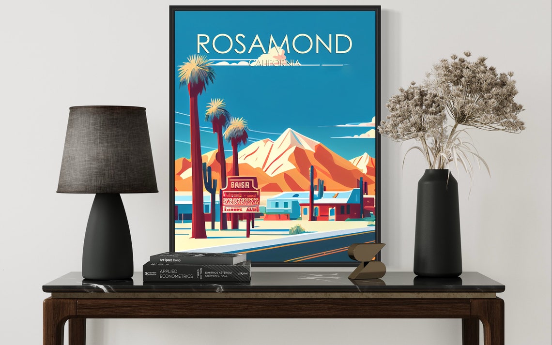 Rosamond California Desert Roadside Motel Mountain Sunset Art Poster - Image 3