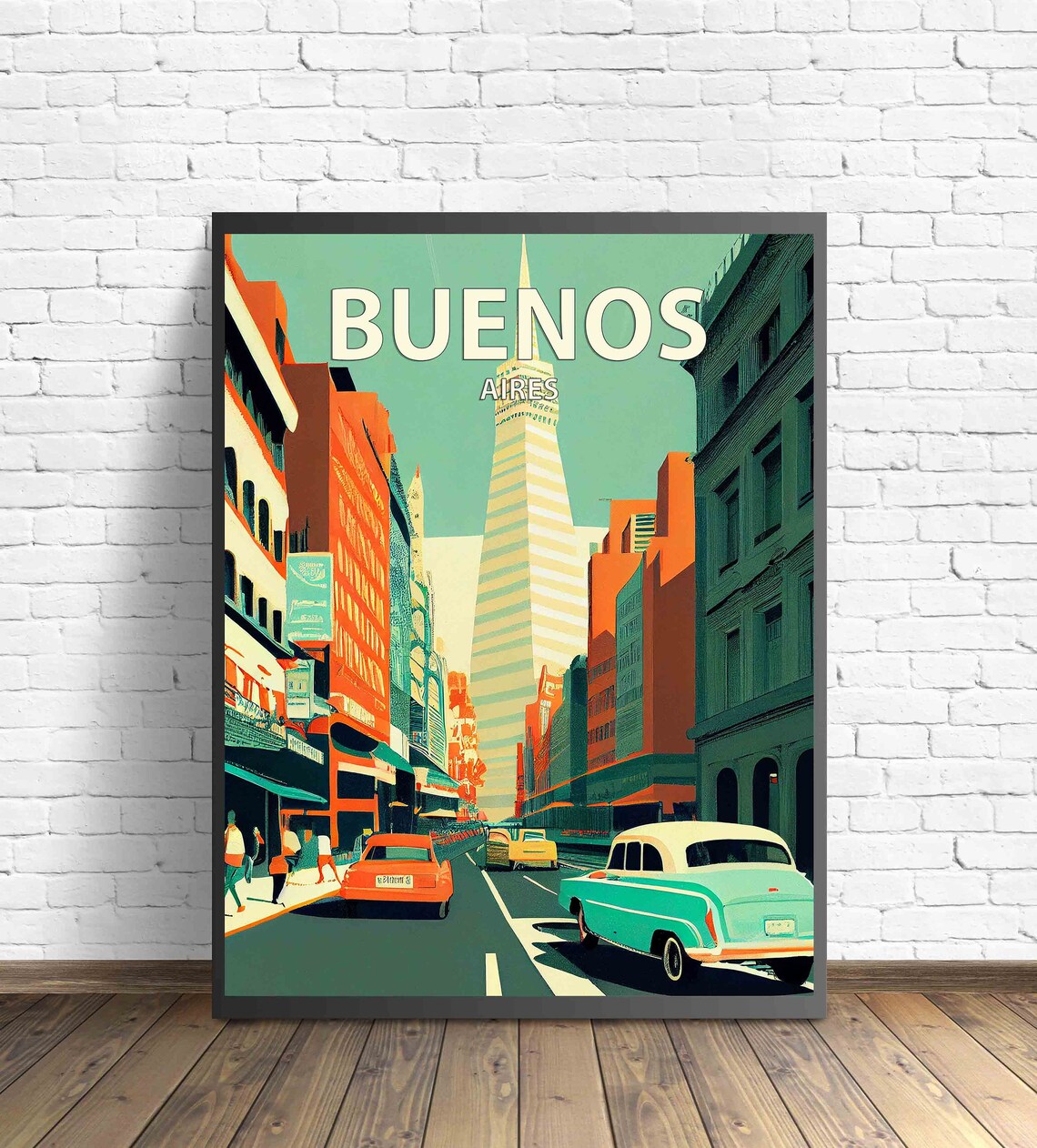 Buenos Aires Classic Vintage Cars Retro Street Scene Art Poster - Image 3