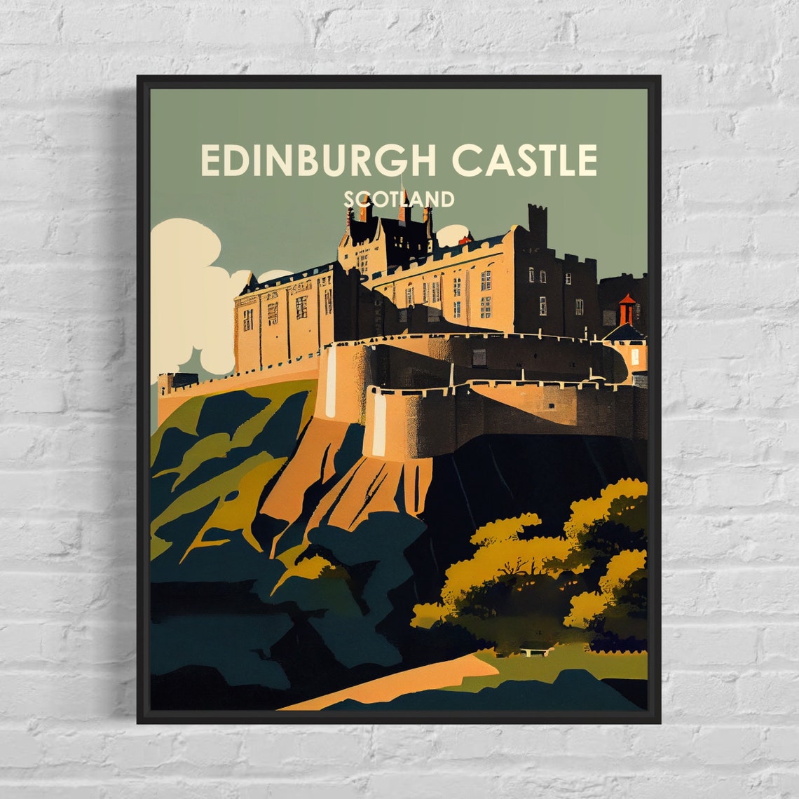 Edinburgh Castle Scotland Hilltop Vintage Travel Poster Artwork