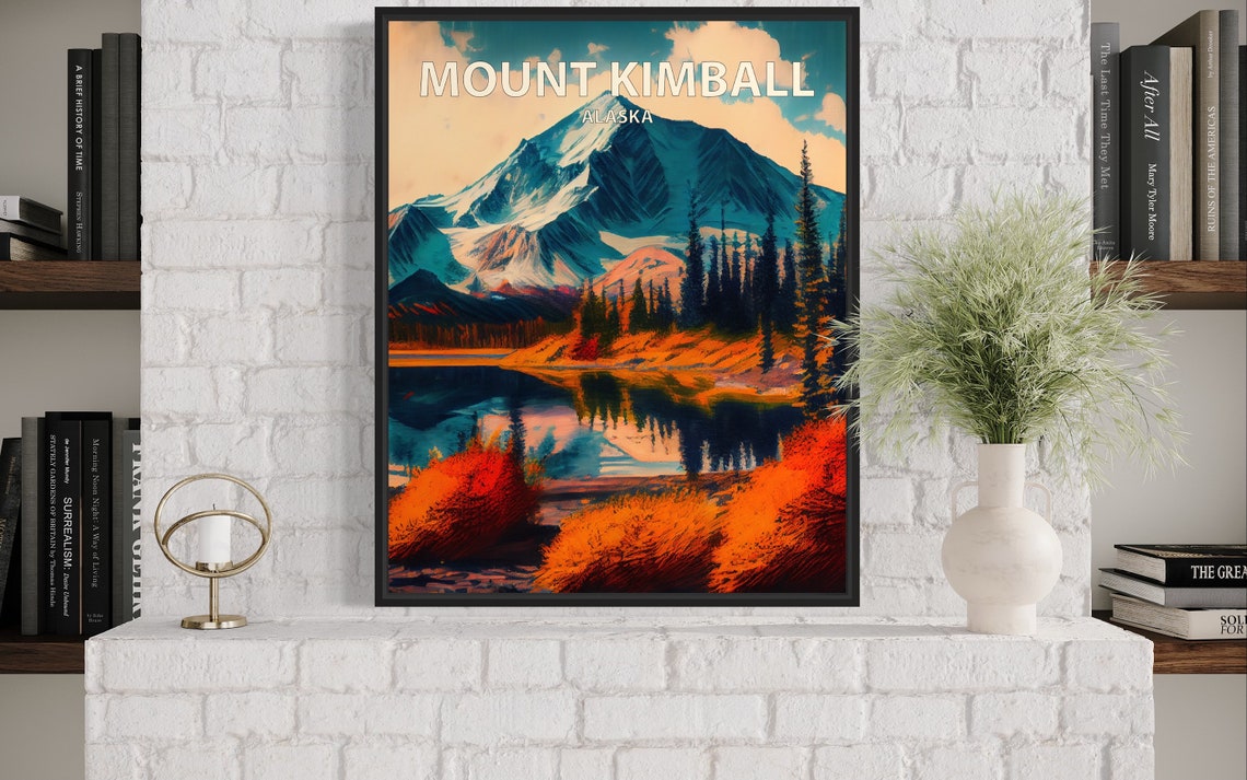 Mount Kimball Alaska Still Lake Reflection Autumn Shoreline Poster - Image 2