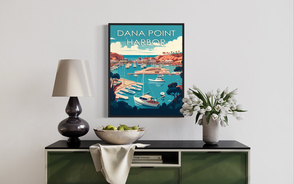 Dana Point Harbor California Retro Marina Sailing Travel Poster - Image 3