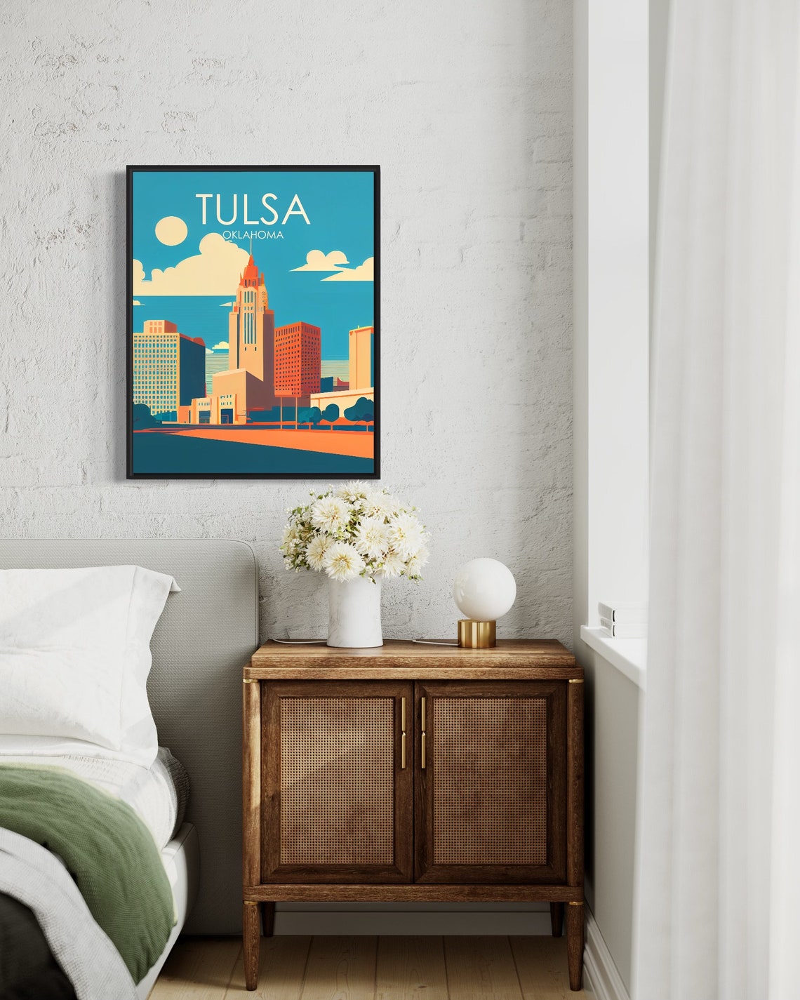 Tulsa Oklahoma Downtown Art Deco Skyline Retro Travel Poster - Image 3