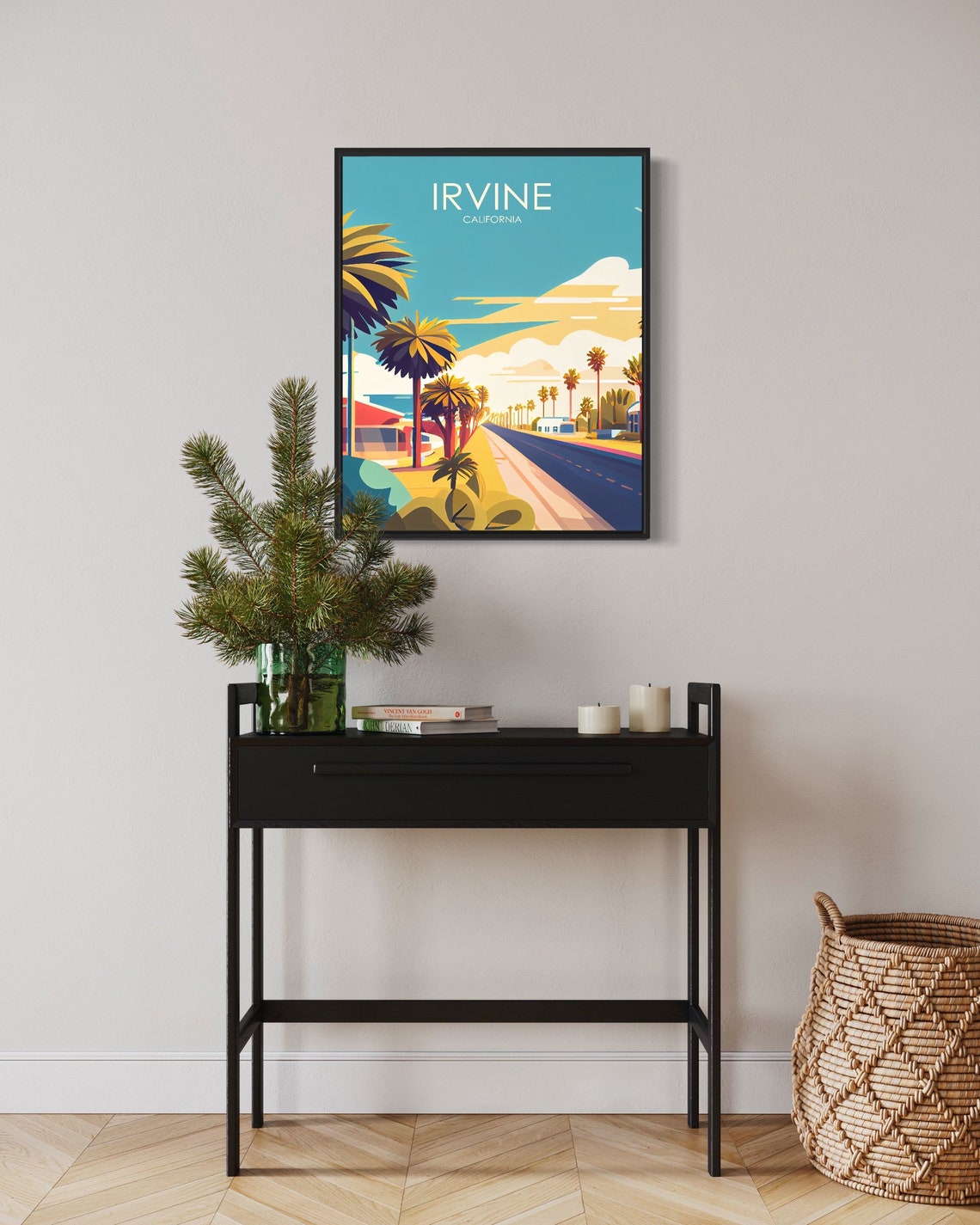 Irvine California Retro Palm Lined Boulevard Sunshine Day Poster - Image 2