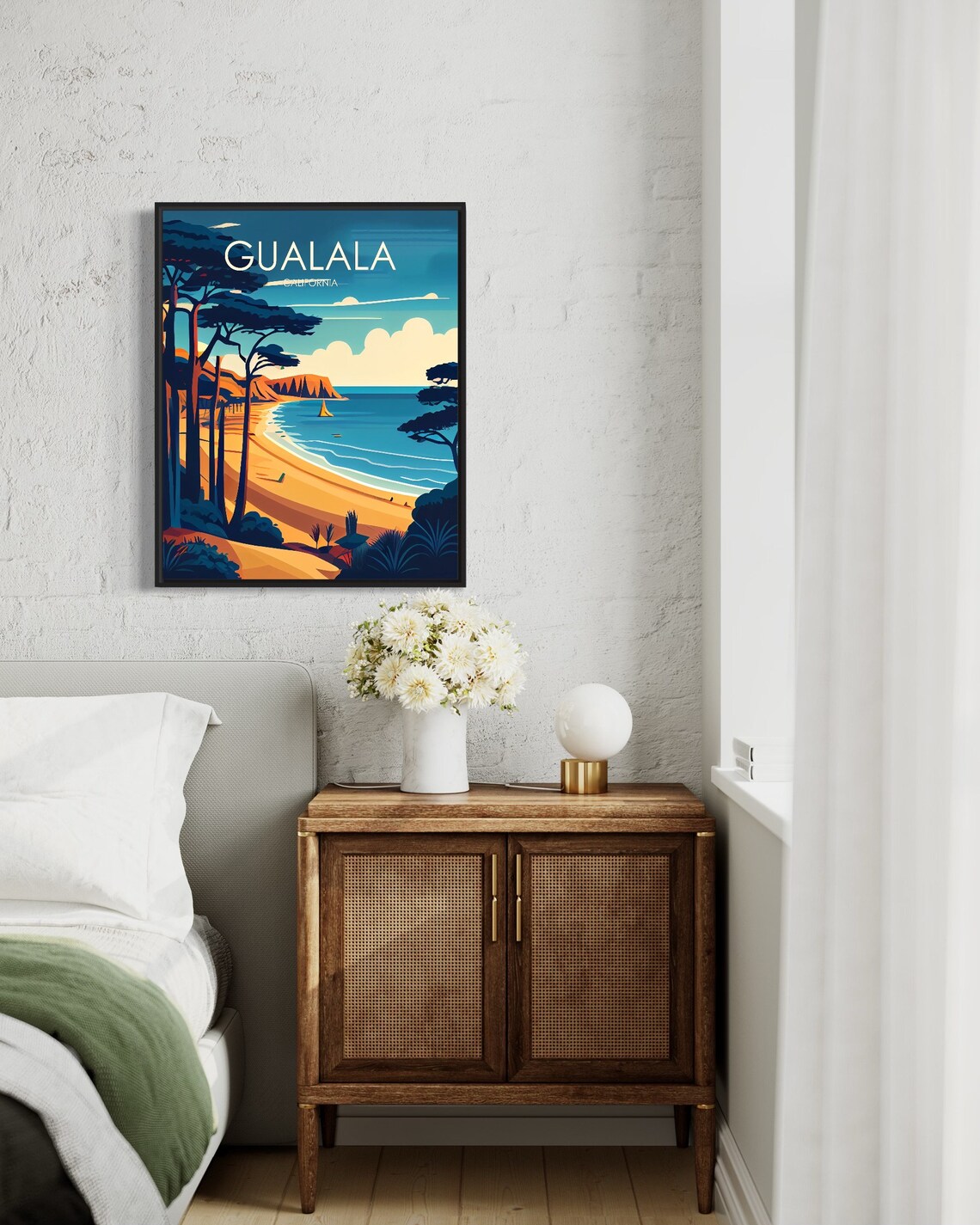 Gualala California Golden Coast Beach Cliffs Vintage Art Poster - Image 3