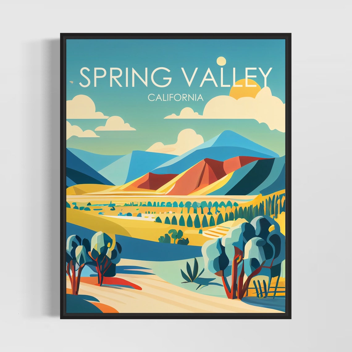 Spring Valley California Rolling Hills Orchard View Poster Artwork