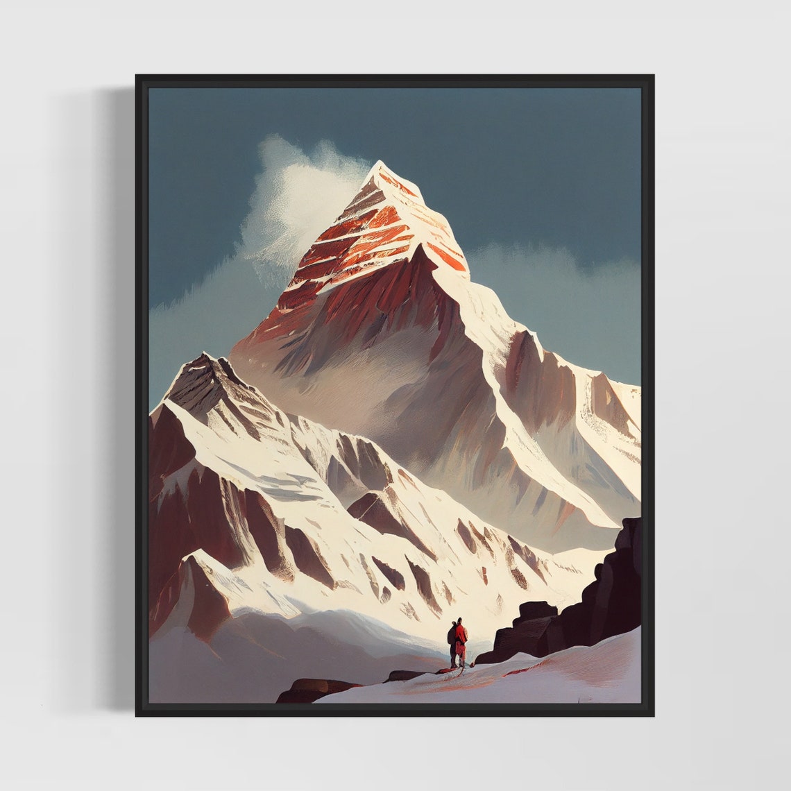 Mount Everest Snow Pyramid Summit Hikers Retro Expedition Poster
