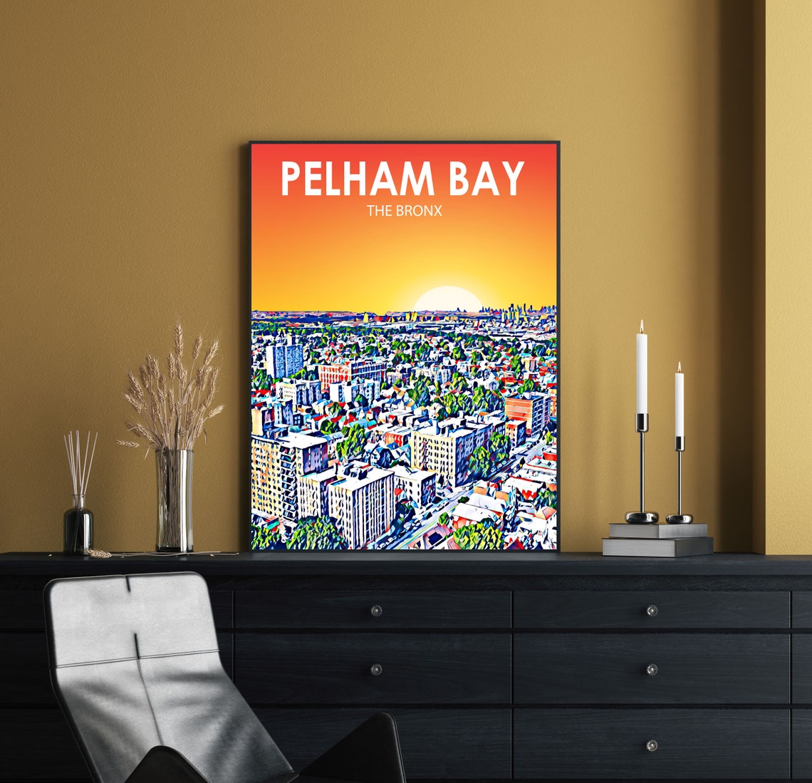 Pelham Bay The Bronx Sunset Aerial Downtown Cityscape Poster - Image 2