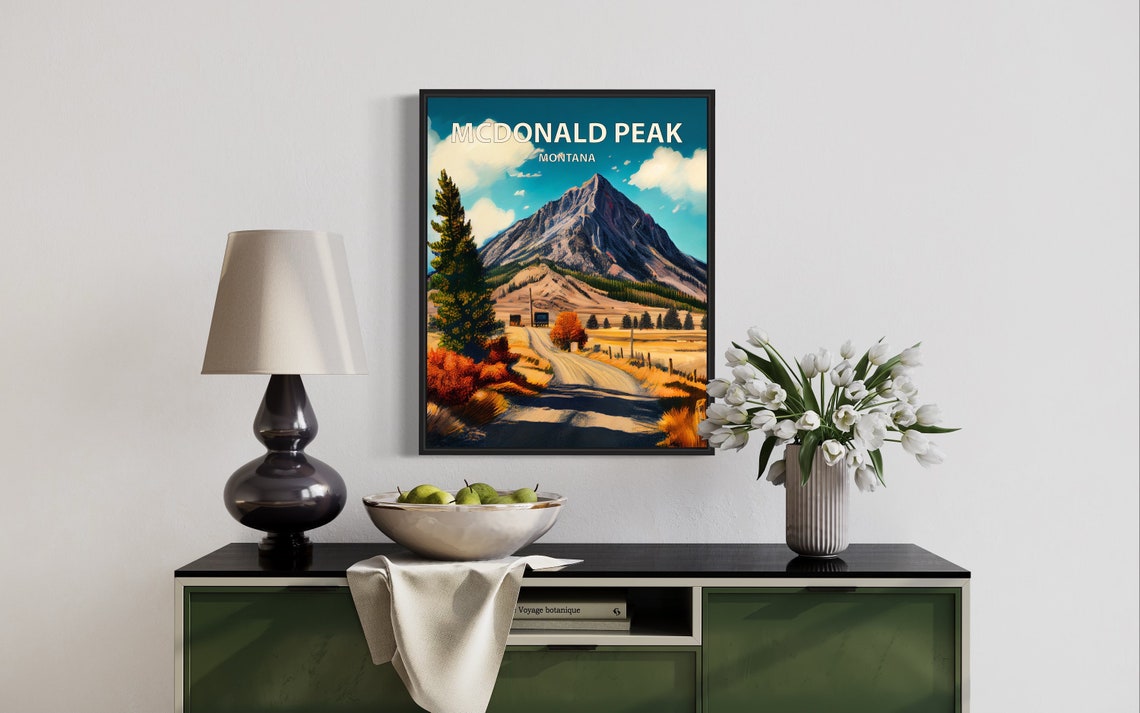 McDonald Peak Montana Rugged Summit Ranch Road Fall Colors Poster - Image 3