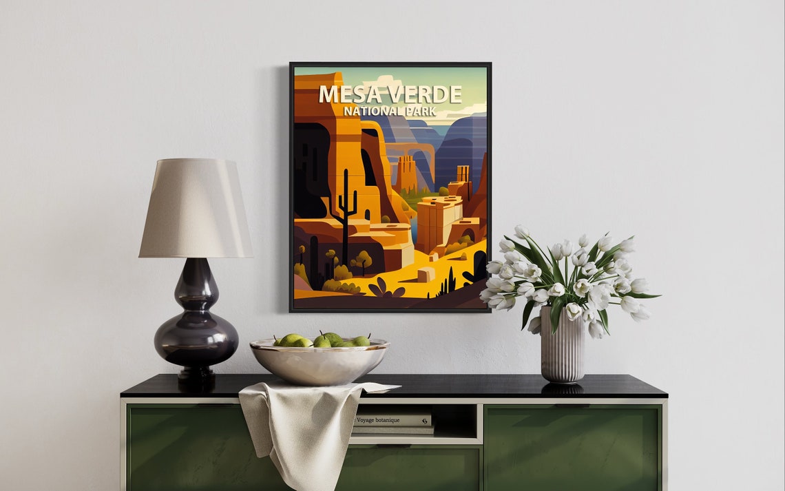 Mesa Verde National Park Red Rock Canyon Desert Retro Travel Poster - Image 3