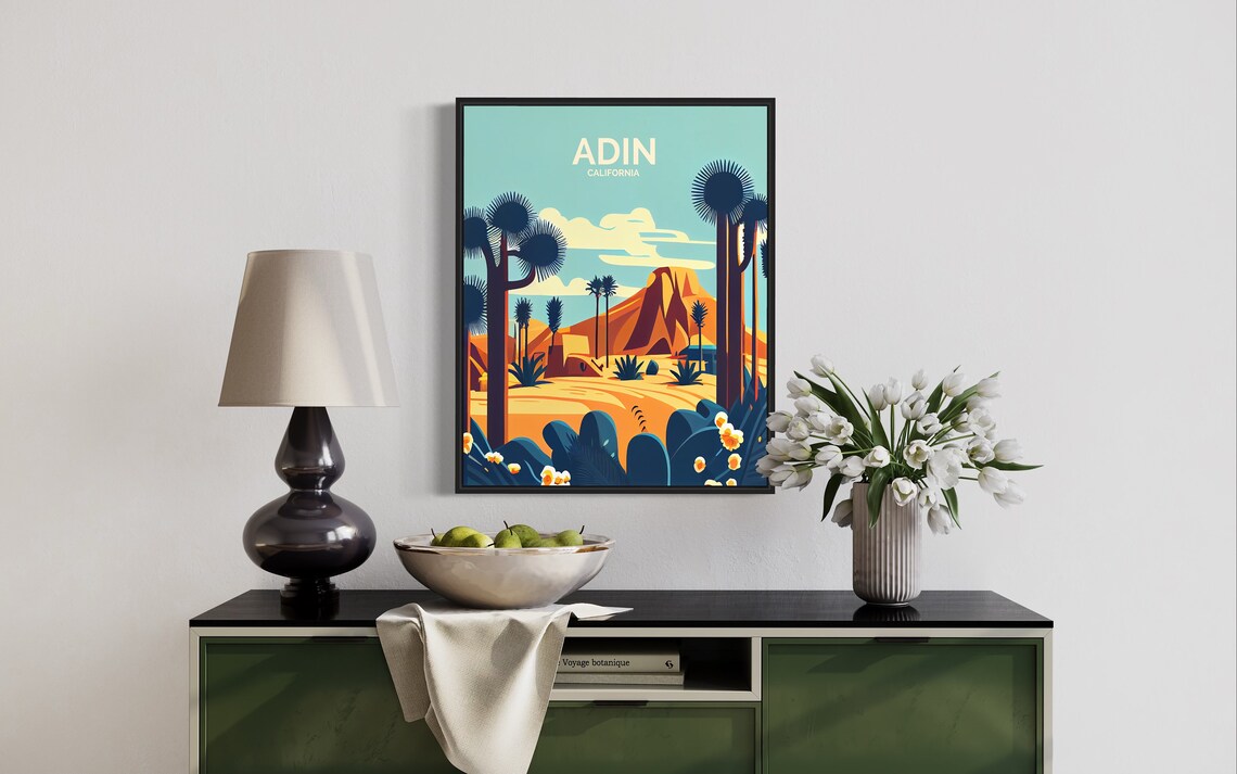 Adin California Retro Joshua Tree Desert Landscape Sunset Poster - Image 3