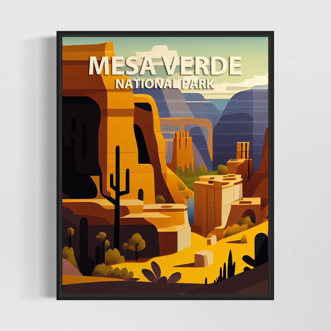 Mesa Verde National Park Red Rock Canyon Desert Retro Travel Poster
