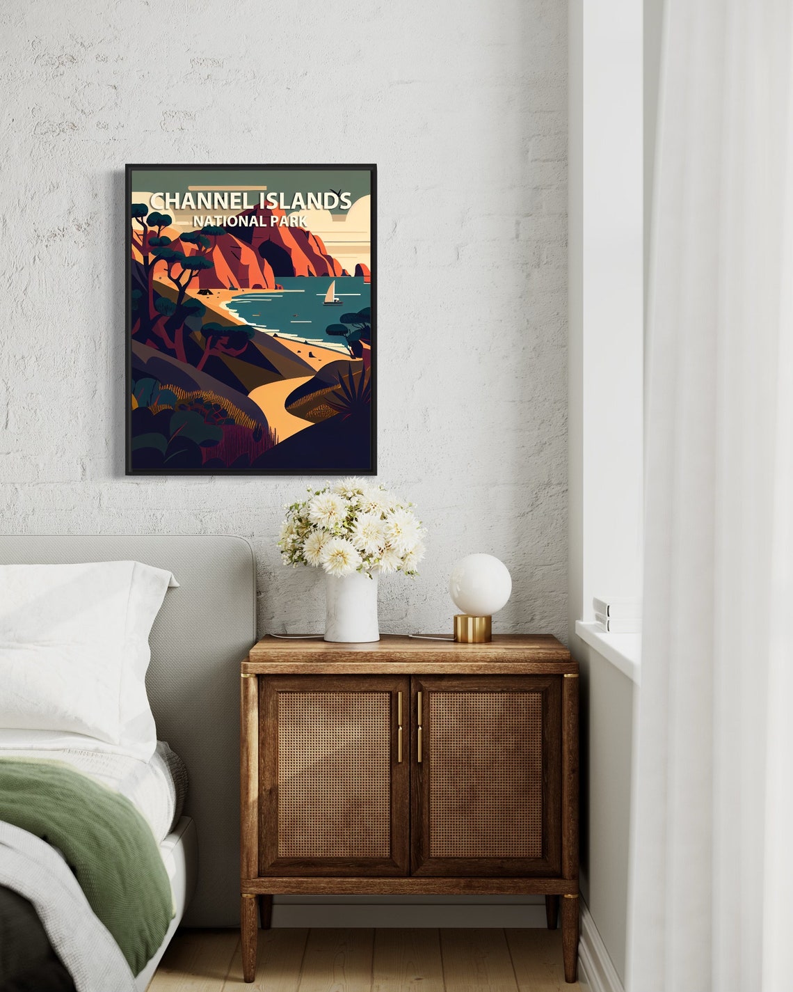 Channel Islands National Park Coastal Cliffs Sailboat Poster - Image 2