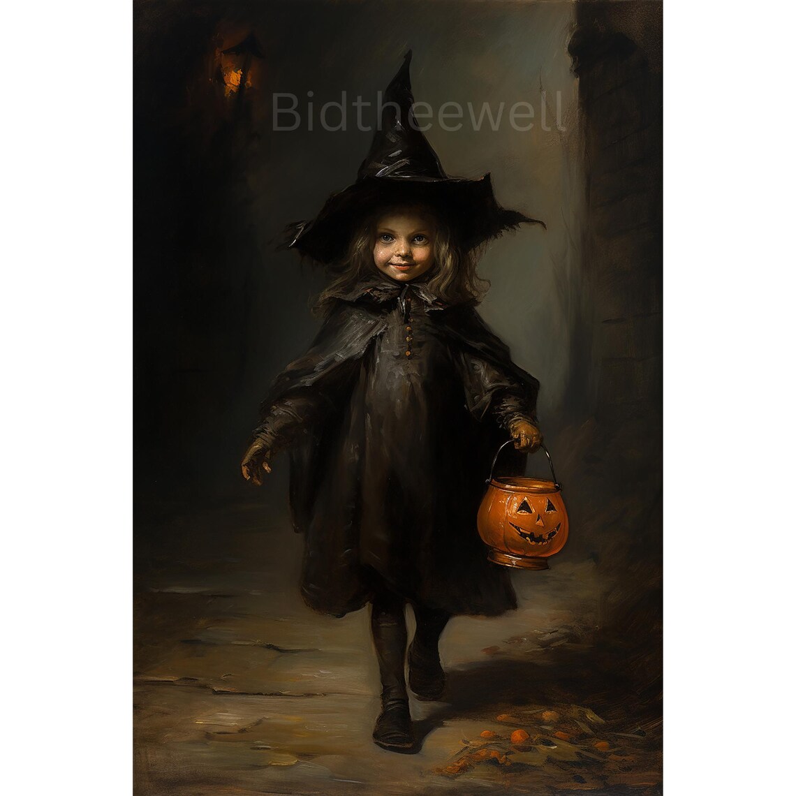Girl Witch Halloween Vintage Gothic Art Print