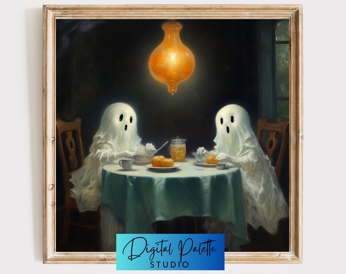 Ghosts Diner For Two, Halloween Wall Art