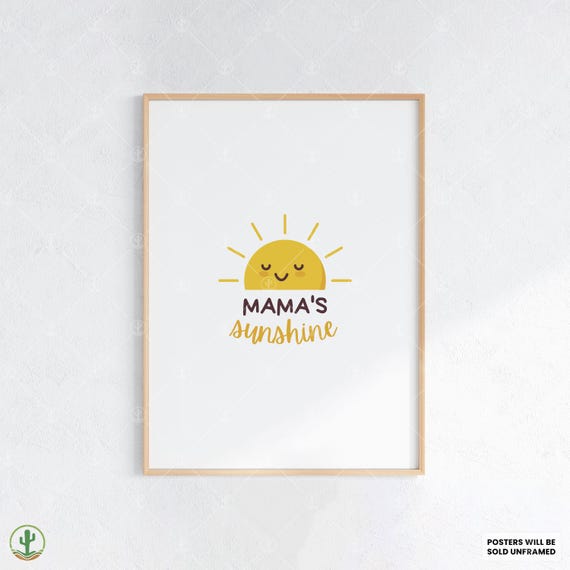 Mamas Sunshine Print Nursery Wall Art Cute Baby Room Decor Animal Kids Poster