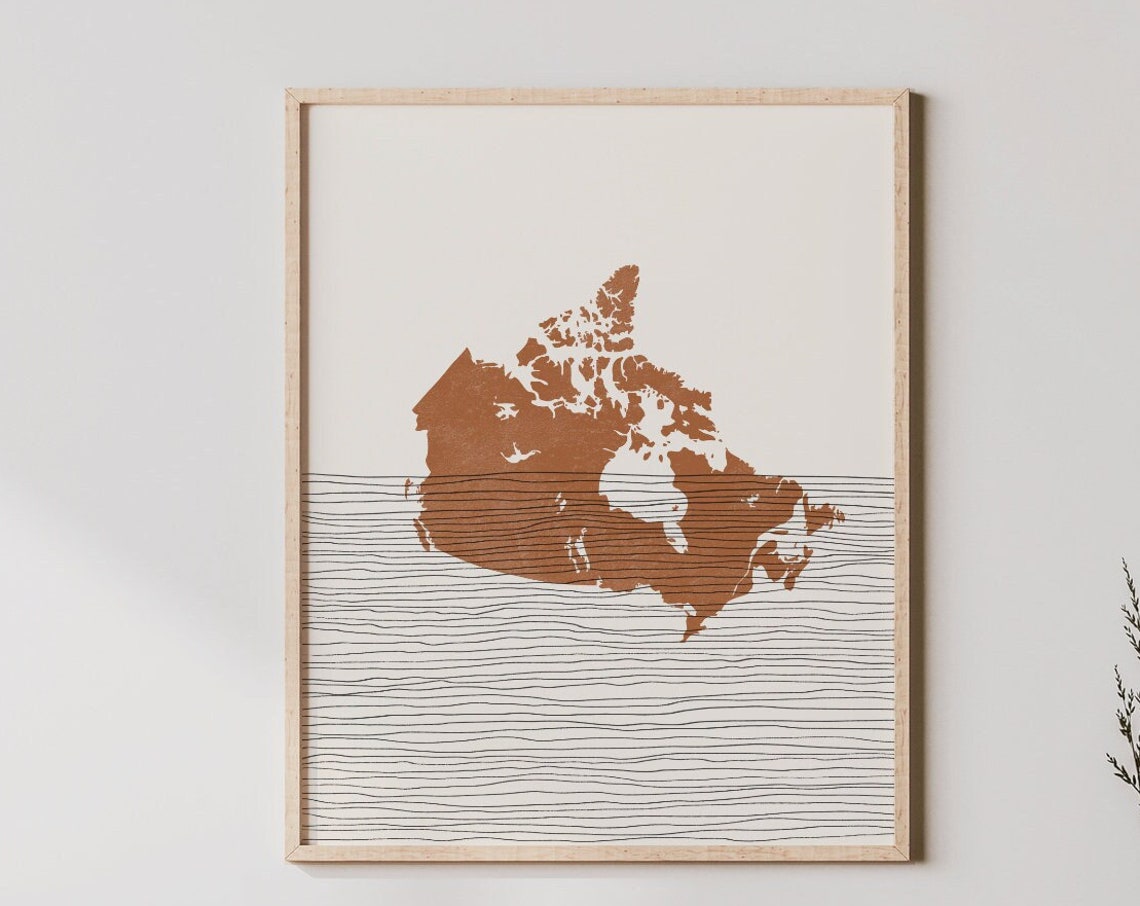 Canada Wall Art Non Mercator Map Boho Decor Poster Country Of Print