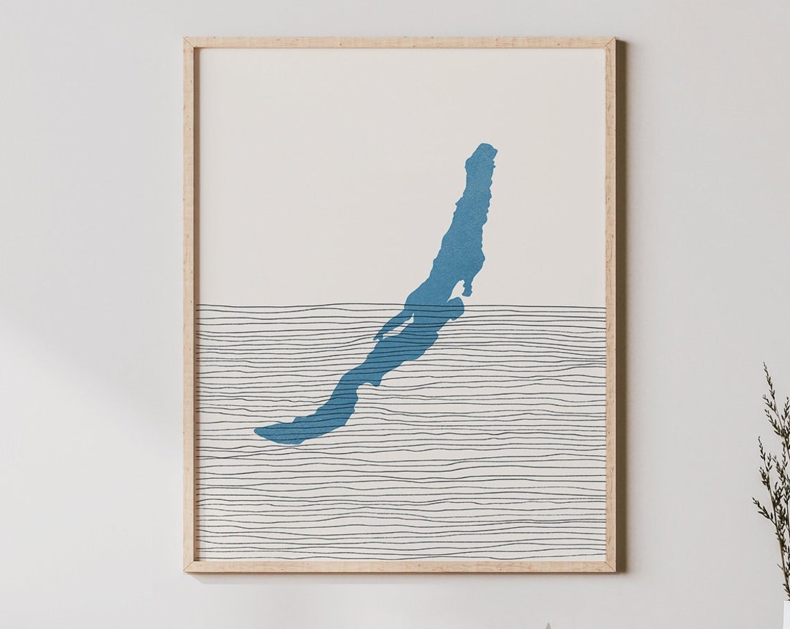 Lake Baikal Art Russia Boho Travel Poster Minimalist Print Baikallake Map Artwork