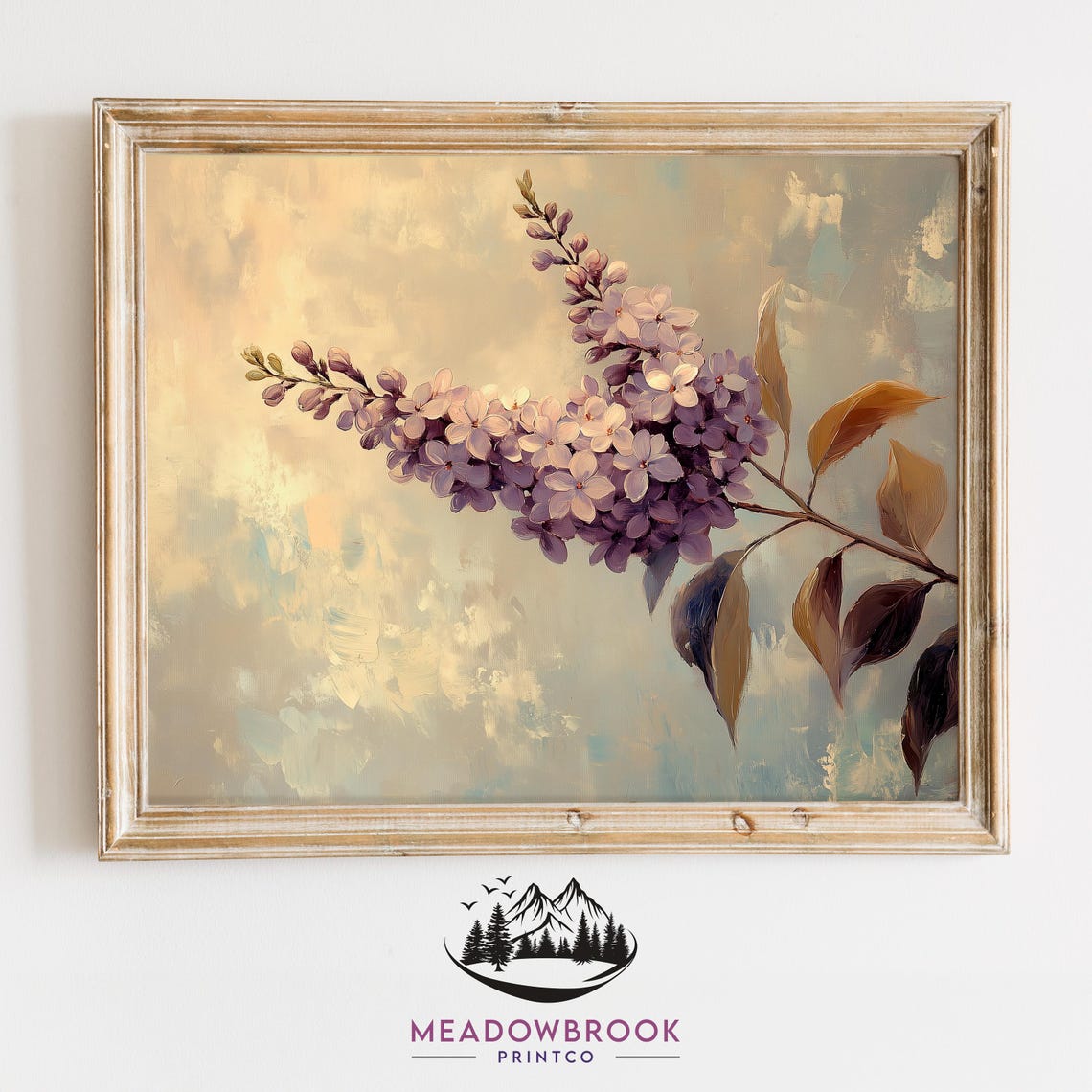 Autumn Lilac Sprig In Pastel Tones Fall Floral Botanical Wall Art