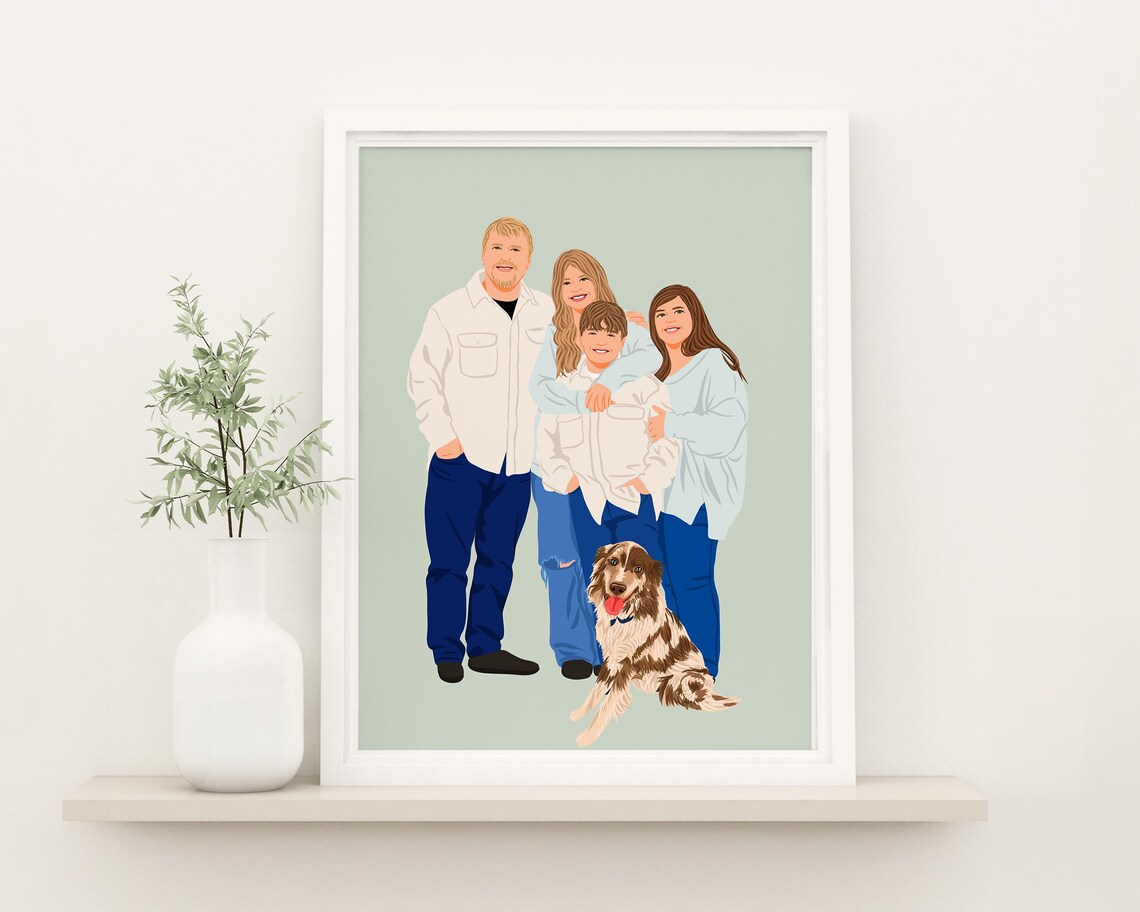 Custom Faceless Family Portrait, Personalized Gift