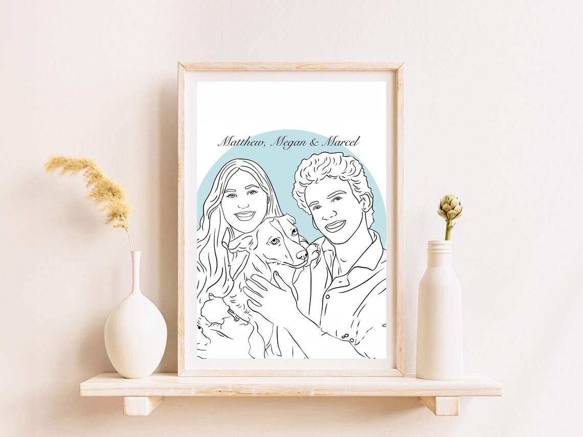 Custom Couple Line Drawing Personalized Art Print - Image 2