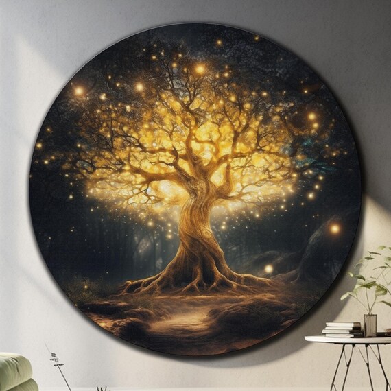 Tree Of Life Glass Wall Art Tempered Glass Wall Art Tree Of Life Wall Art Lass Printing Large Wall Art Round Wall Art Stained Glass Print