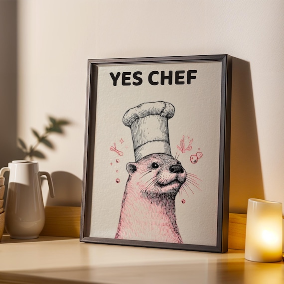 Chef Otter Wall Art Kitchen Prints Yes Gifts Funny