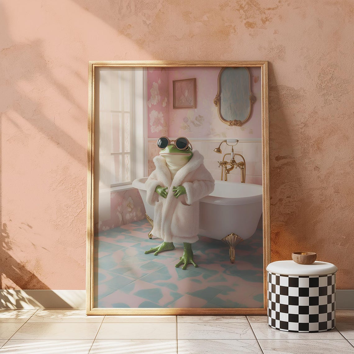 Frog Print Funny Bathroom Wall Art Poster Prints Apartment Decor Sign