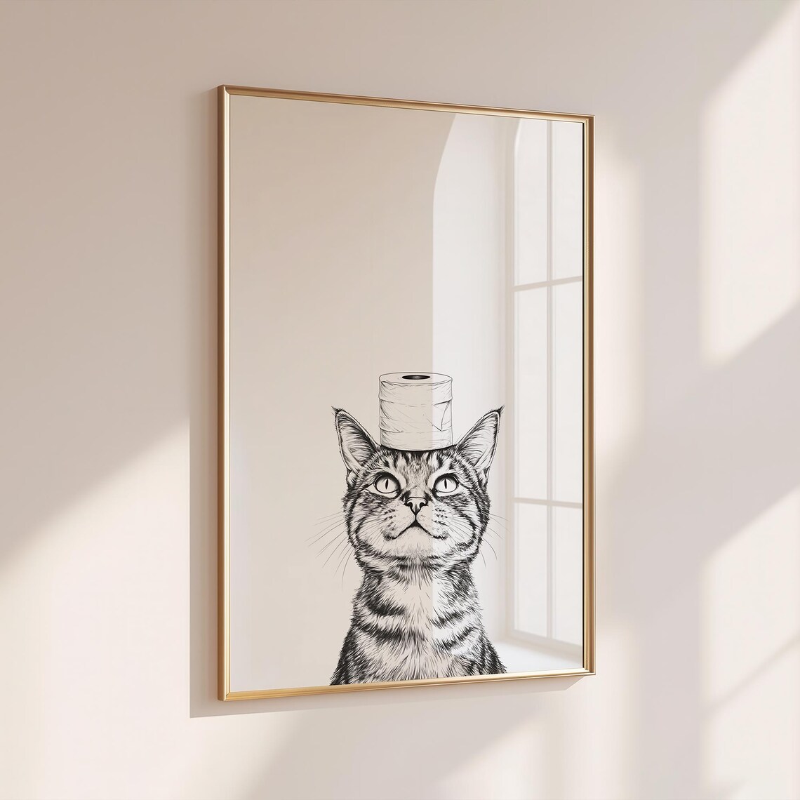 Funny Cat Bathroom Art Print, Bathroom Decor Sign