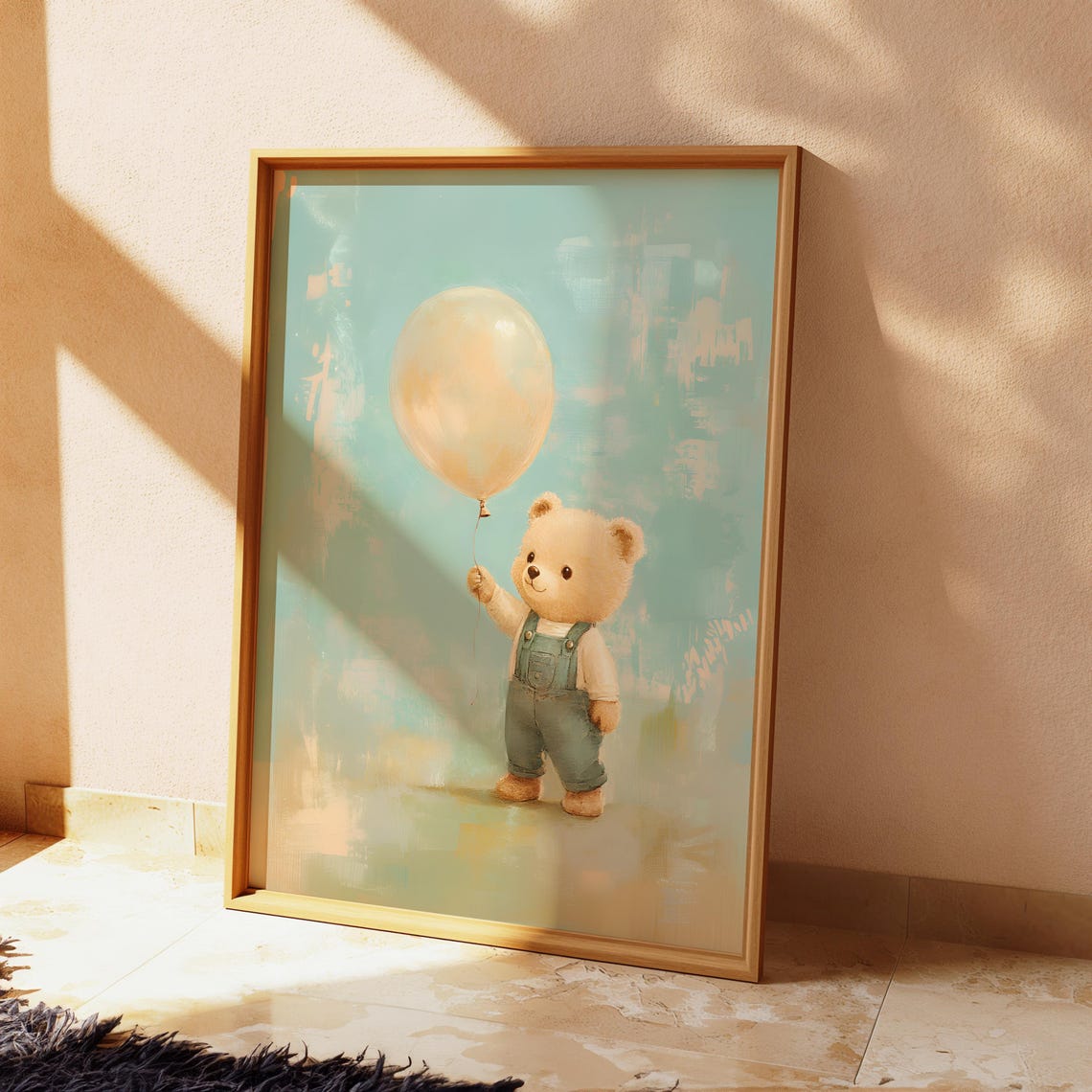 Nursery Wall Art Teddy Bear Print Cute Animal Poster Decor For Baby Room Prints And