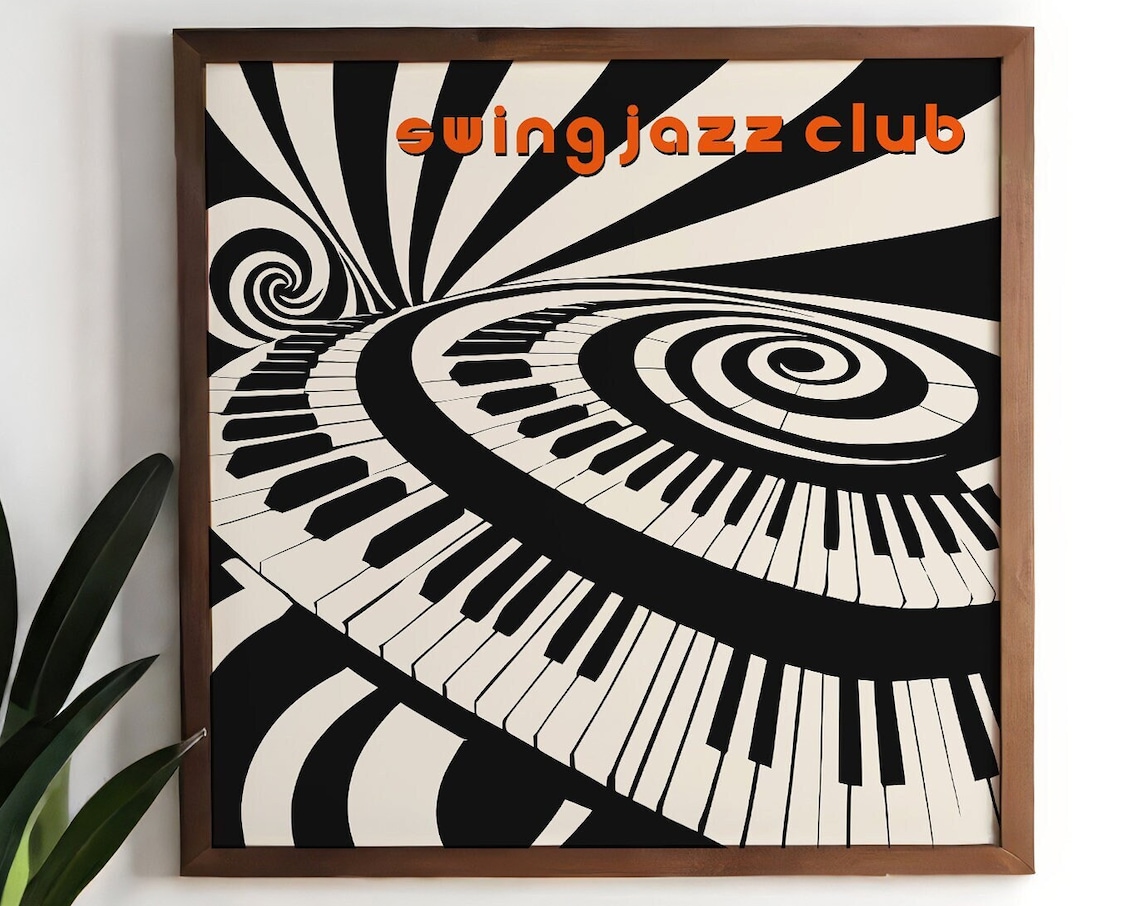 Swing Jazz Club Art Print Square Music Print Retro Wall Art Music Poster Jazz Music Wall Art Musician Gift Gift For Dad Geometric Art