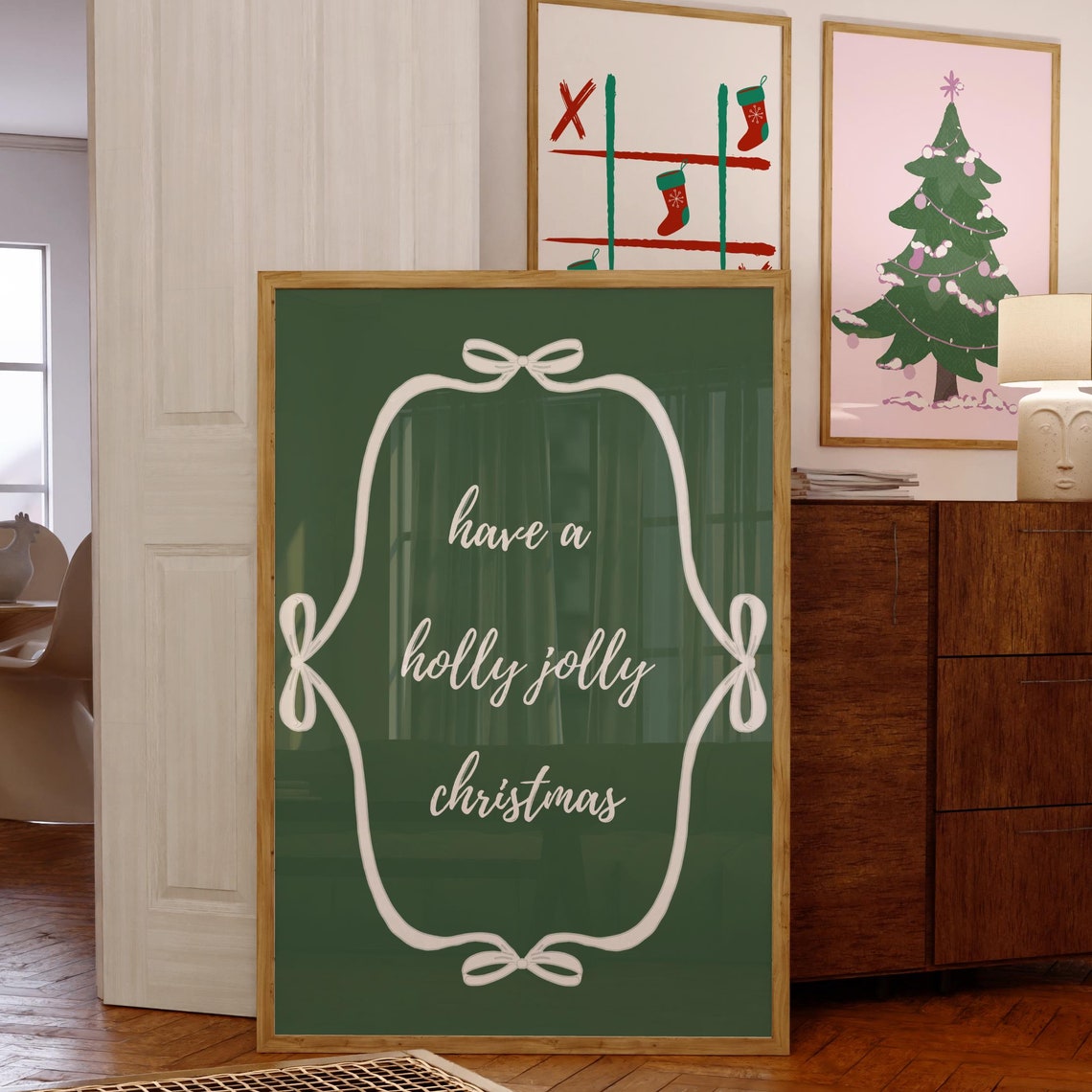 Have a Holly Jolly Christmas Green Poster with White Bow Frame - Image 3