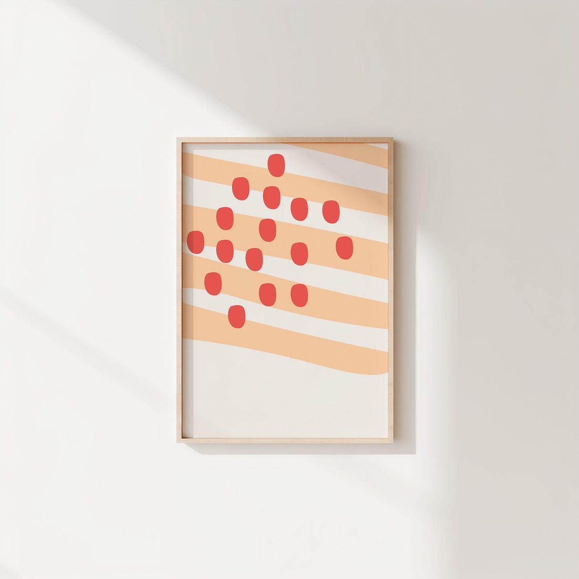 Peach Stripes Coral Dots Minimalist Abstract Sunset Wall Poster