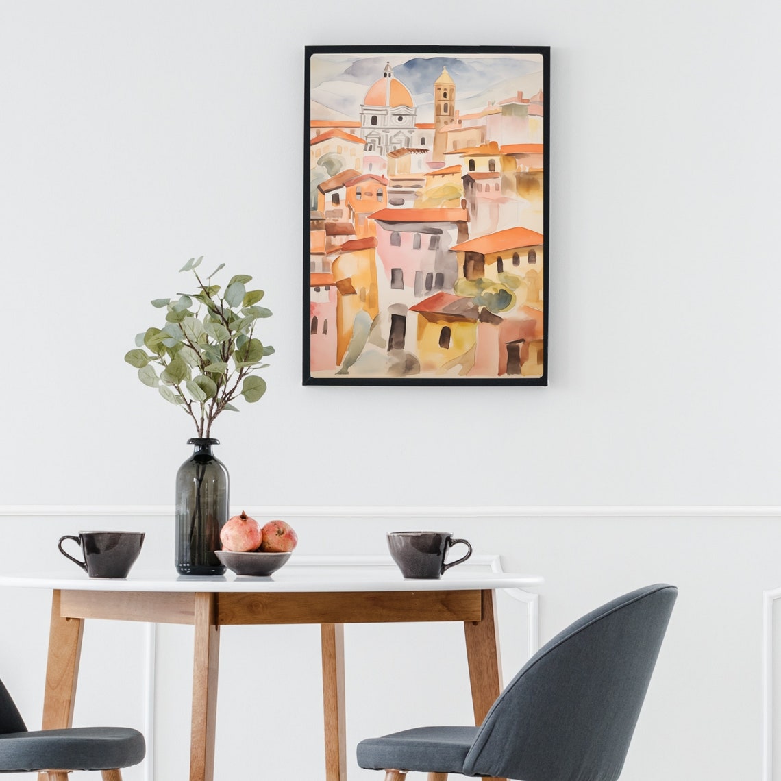 Florence Italy Duomo Cathedral Terracotta Rooftops Watercolor Poster - Image 3