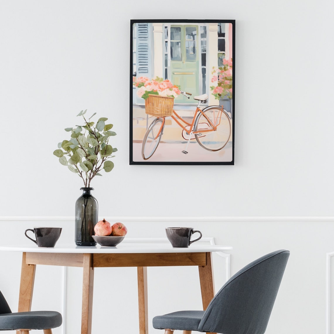 Vintage Orange Bicycle with Flower Basket by Pastel Doors Poster - Image 3