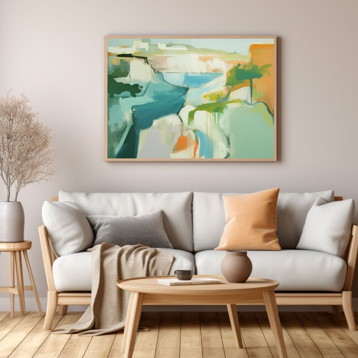 Colorful Mediterranean Watercolor Abstract Seascape Art Print - Image 3