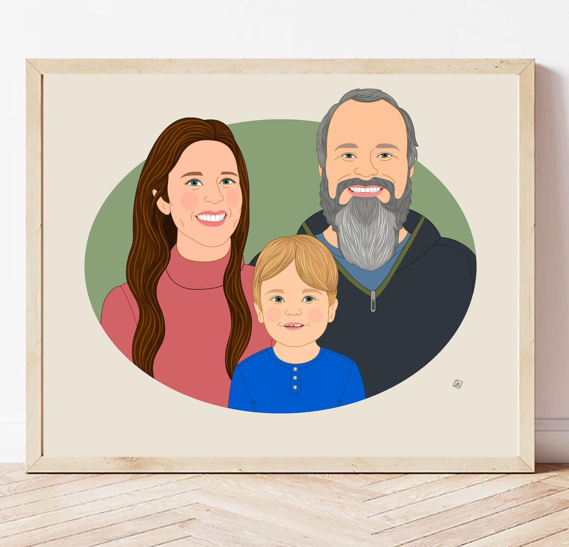 The Campa Family of Three Custom Illustrated Family Portrait Poster - Image 6