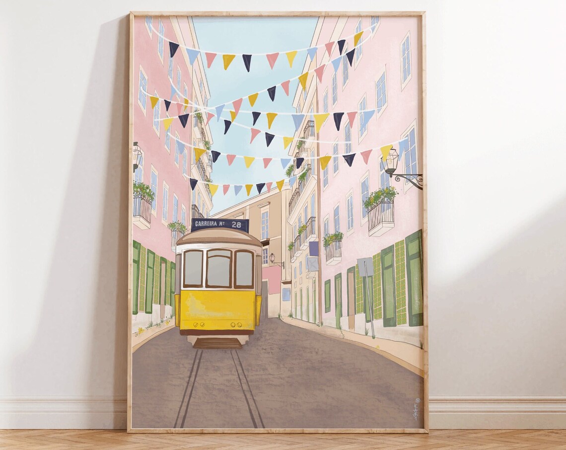 Lisbon Tram Travel Poster, Portugal City Art Print - Image 2