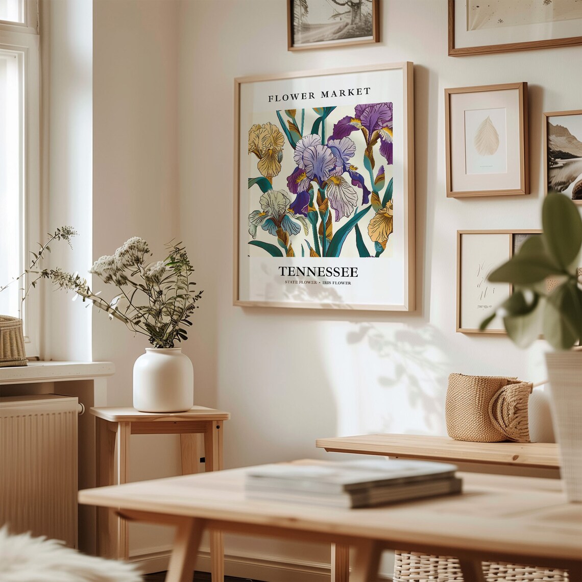 Tennessee State Flower Iris Art Print, Neutral Botanical - Image 2
