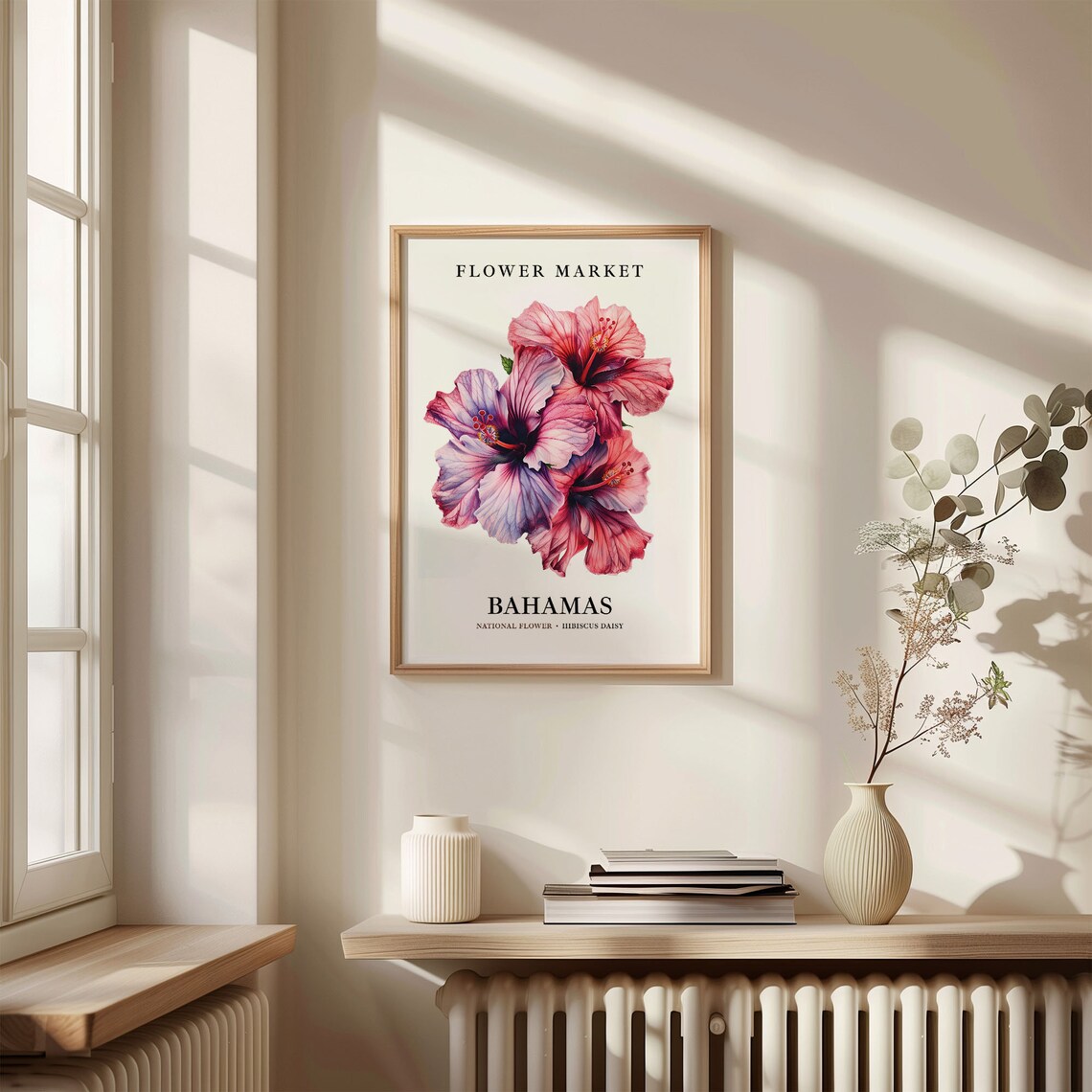 Bahamas Hibiscus Daisy National Flower Market Botanical Art Poster - Image 3