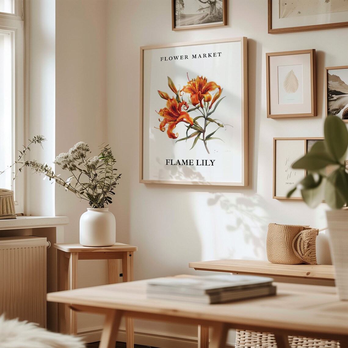 Flame Lily Botanical Market Art Print, Floral Decor - Image 2