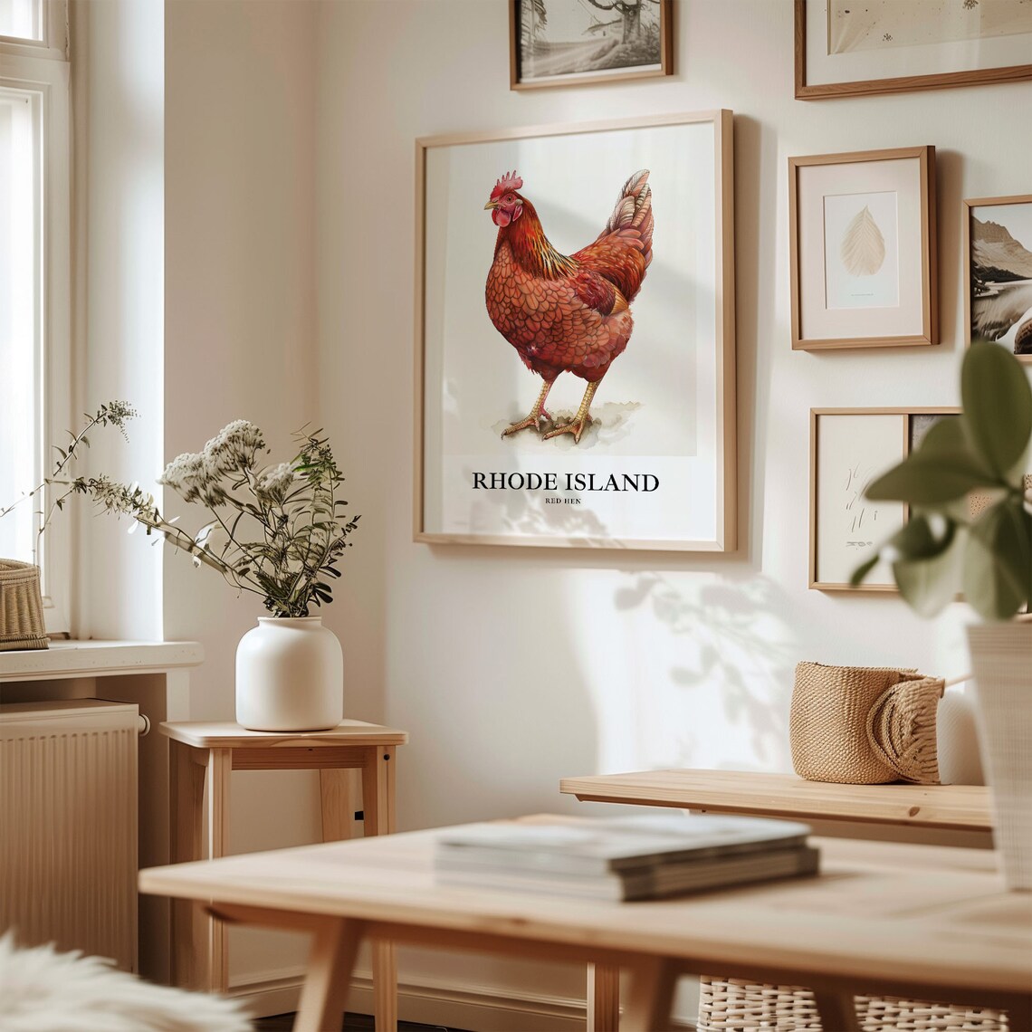 Proud Rhode Island Red Hen Watercolor Bird Illustration Poster - Image 2