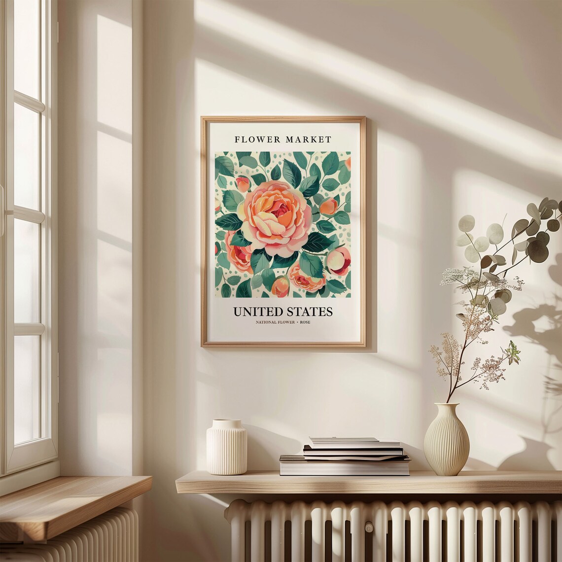 United States National Flower Rose Art Print, 1960s Botanical - Image 3