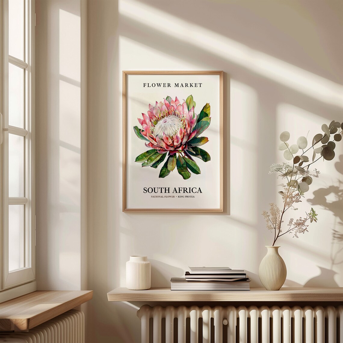 King Protea Art Print, Neutral Botanical Wall Art - Image 3