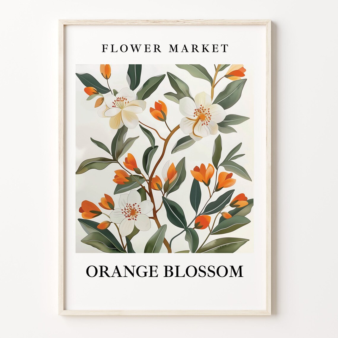 Orange Blossom Botanical Art Print, Pastel Floral