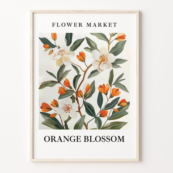 Orange Blossom Botanical Art Print, Pastel Floral