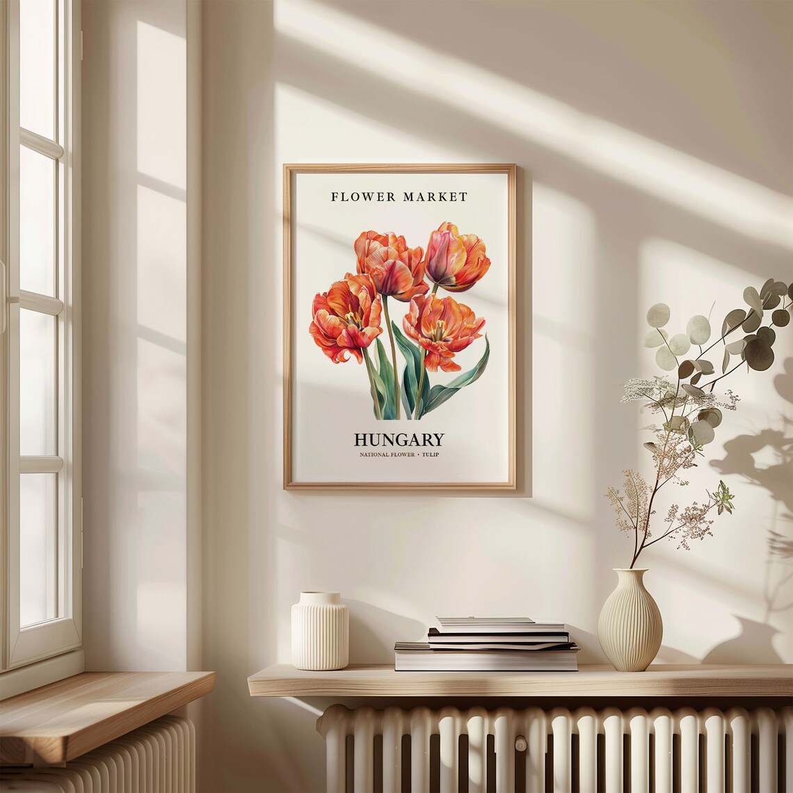 Hungary National Flower Art Print, 1960s Tulip Botanical - Image 3