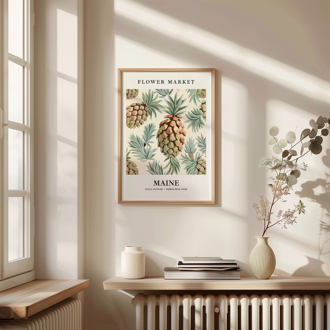 Maine State Flower White Pine Cone, Botanical Art Print - Image 3