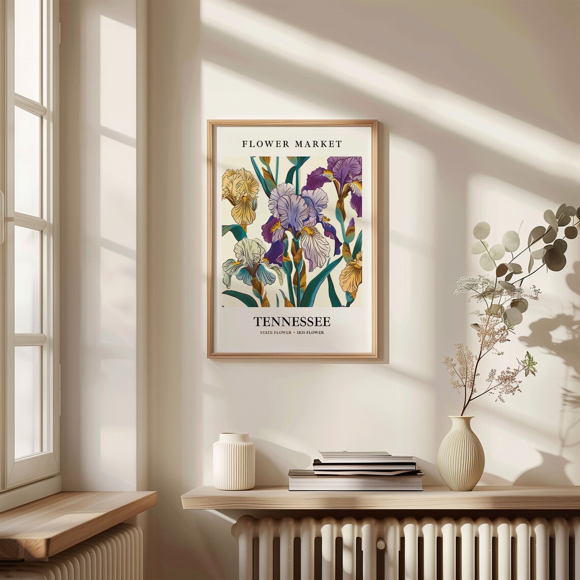 Tennessee State Flower Iris Art Print, Neutral Botanical - Image 3