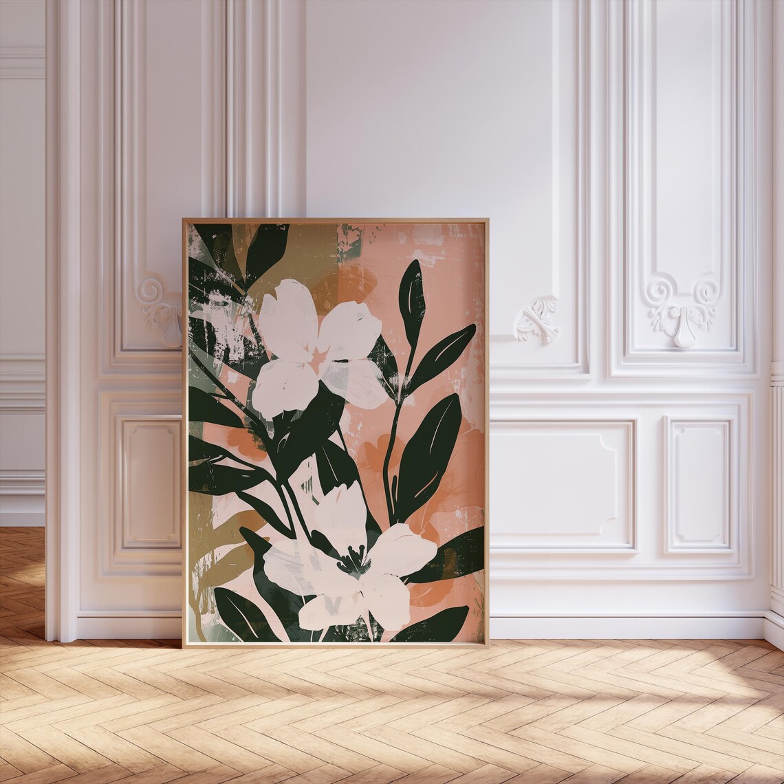 Abstract Botanical Flower Poster, Minimalist Scandinavian Art
